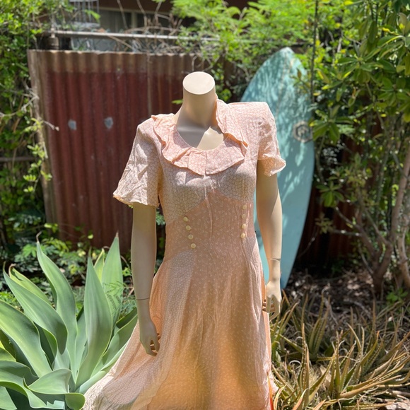 Nina Piccalino Dresses & Skirts - Peach Ruffled Button-Down Dress